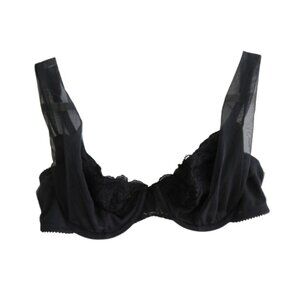 VINTAGE VICTORIA'S SECRET GOLD LABEL Black Lace Mesh Tulle Strap Bra 36C